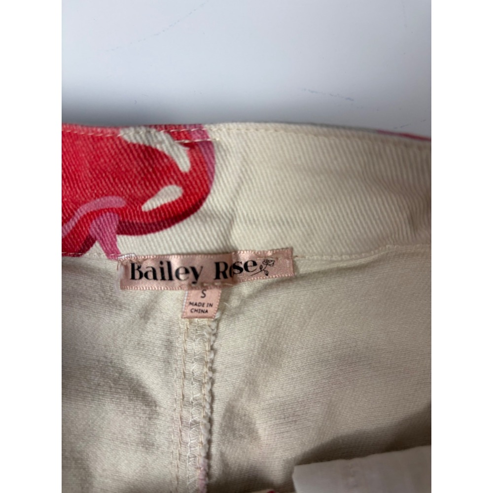 Women's Cream Red Cherry Fruitcore Wide Leg Pants Size S Kidcore Statement - Picture 7 of 9